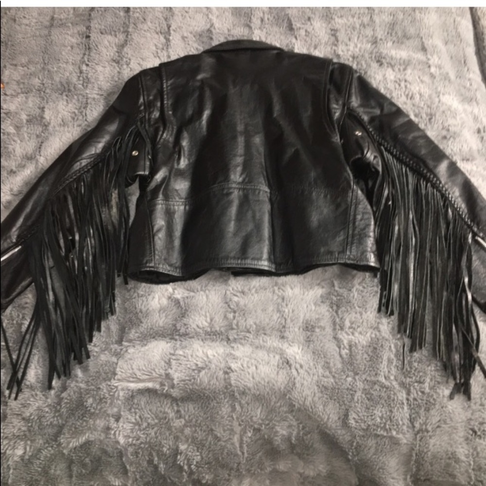 VINTAGE Genuine Leather Motorcycle Jacket Black Echtes Leder Womens Medium - Picture 3 of 16
